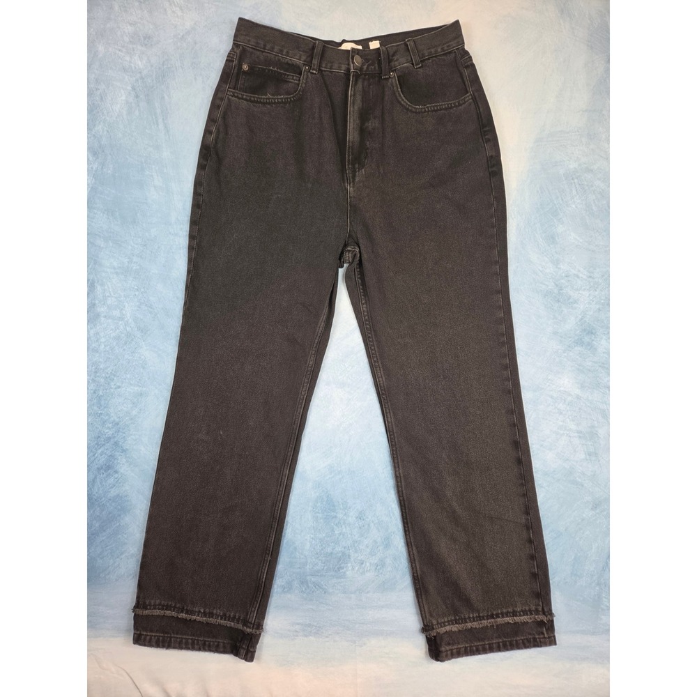 Le' AL.X Western Belt Women's Jeans 31 Black High Rise Straight Leg Raw Hem NWOT